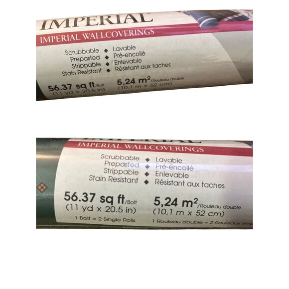 Imperial Wallpaper 2 Bolts Green Burgundy Blue Beige 56.37 Sq Ft Sealed - Picture 3 of 12